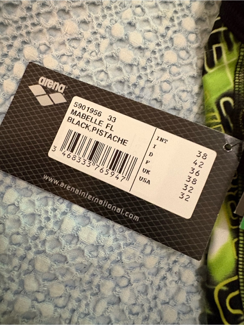 Arena Mabelle FL Spider Challenge Back Swimsuit Black Pistache Green Sz 32 - Picture 10 of 13